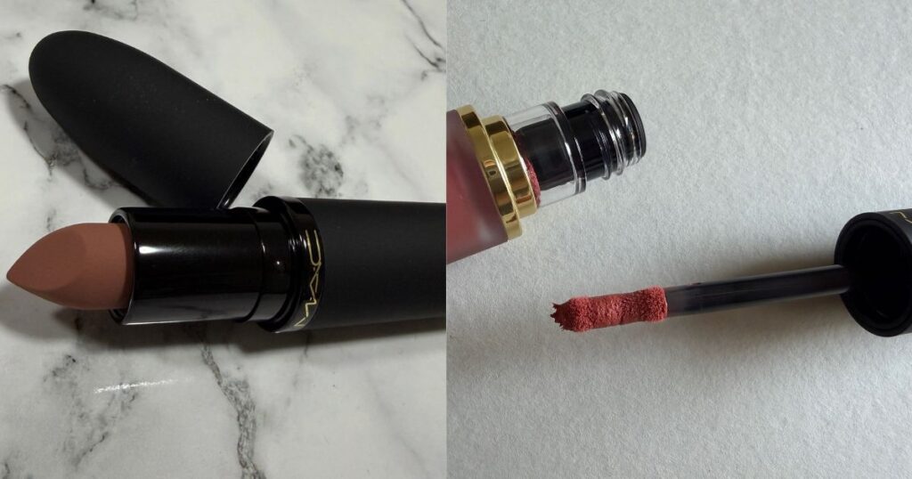 MAC パウダー キス ヘイジー マット リップスティックとリップ＋チーク ムースの比較アイキャッチ画像